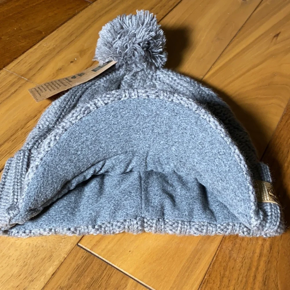 Timberland Hat Cable Knit Fleece Lined Grey Warm Cozy Essential